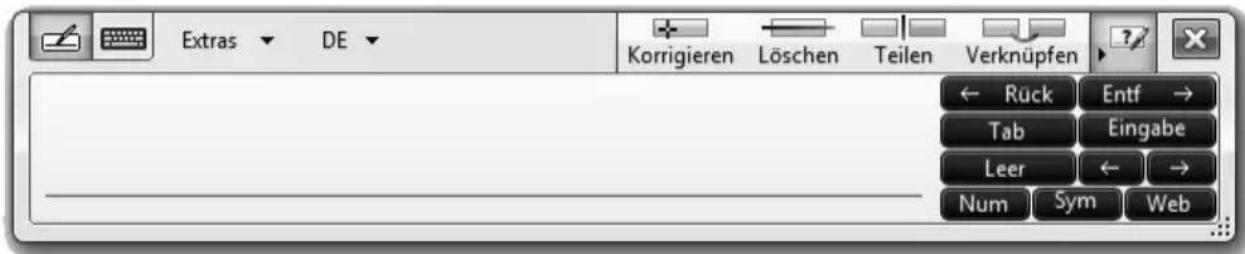 Extras DE Korrigieren Löschen Teilen Verknüpfen ← Rück Entf → Tab Eingabe Leer ← → Num Sym Web