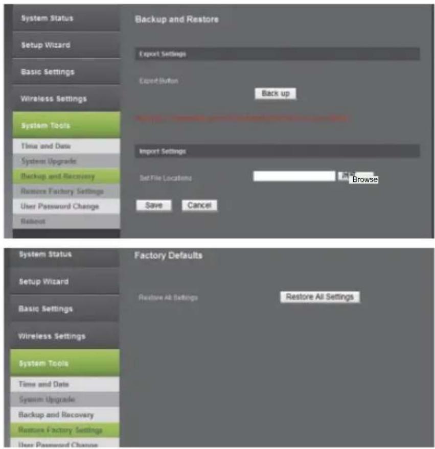M-life ML0585-N - Settings Backup and Restore, Factory Default. - 1