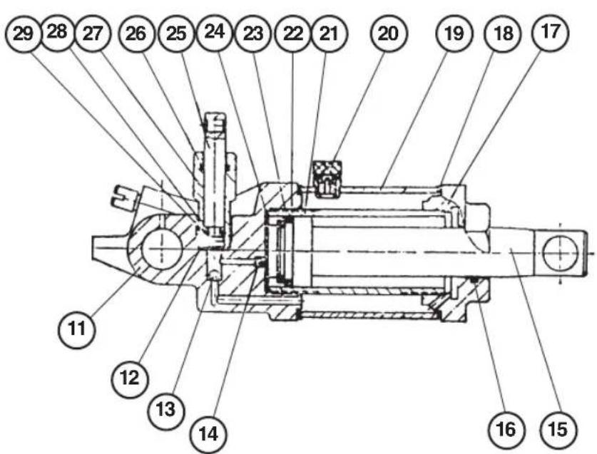 Technical diagram of a mechanical assembly with numbered components for identification