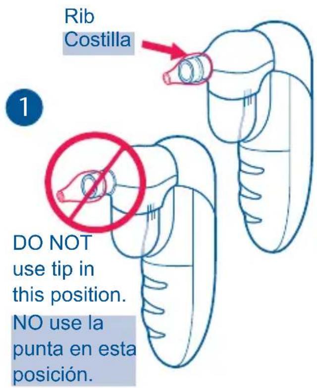 Rib Costilla 1 DO NOT use tip in this position. NO use la punta en esta posición.