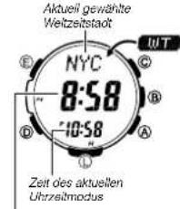 CASIO 3415 - Kontrollieren der Ortszeit einer anderen Zeitzone - 1