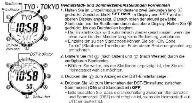 CASIO 3415 - Vornehmen der Heimatstadt-Einstellungen - 1
