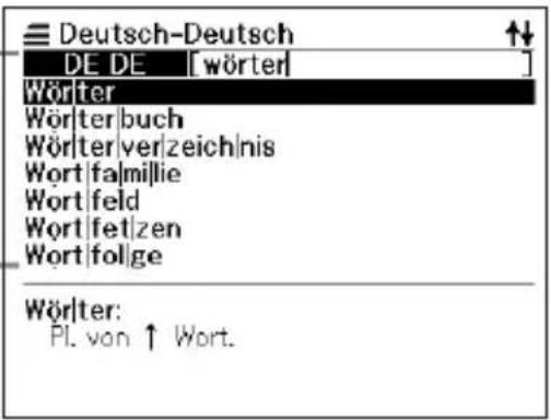 Deutsch-Deutsch DE DE [wörter] Wörter Wörter|buch Wörter|ver|zeich|nis Wort|fal|millie Wort|feld Wort|fet|zen Wort|fol|ge Wörter: PL.van ↑ Wort.