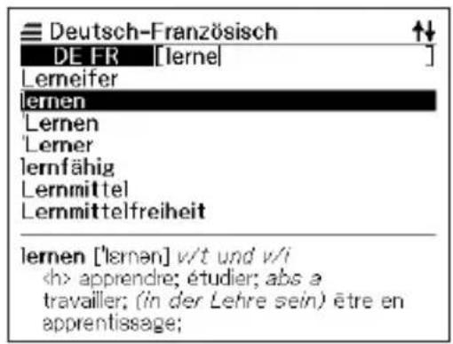 Deutsch-Französisch DE FR [lernen] Lerneifer lernen 'Lernen 'Lerner lernfähig Lemmittel Lemmittelfreiheit lernen ['lernen] v/t und v/i apprendre; étudier; abs a travailler; (in der Lehre sein) être en apprentissage;