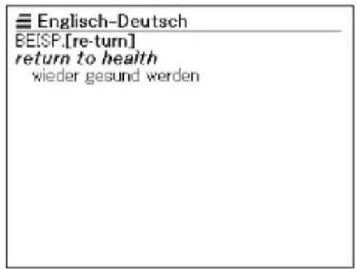 Englisch-Deutsch BE[SP.[re-turn] return to health wieder gesund werden