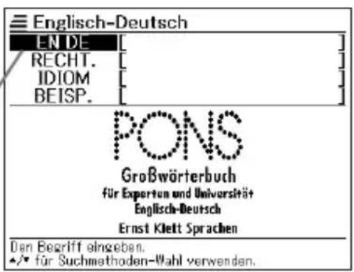 Englisch-Deutsch EN DE [ ] RECHT. [ ] IDIOM [ ] BEISP. [ ] PONS Großwörterbuch für Experten und Universität Englisch-Deutsch Ernst Klett Sprachen Den Begriff eingeben. •/• für Suchmethoden-Wahl verwenden.