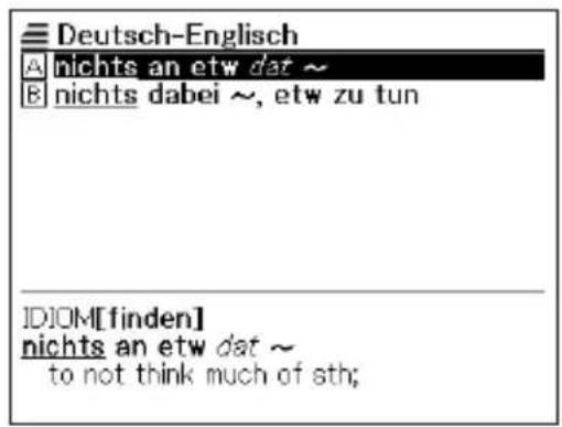 Deutsch-Englisch A nichts an etw dat ~ B nichts dabei ~, etw zu tun IDIOM[finden] nichts an etw dat ~ to not think much of sth;