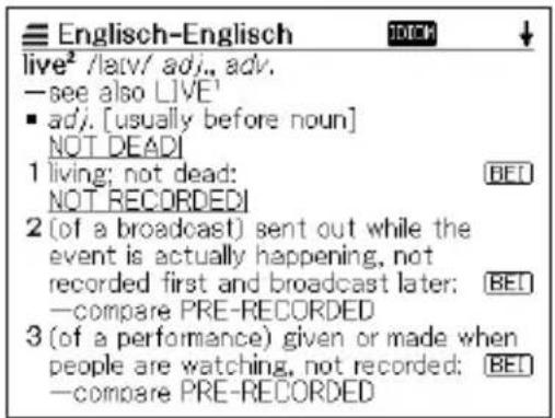 CASIO EW-G2200 - Nachschlagen eines innerhalb einer Definitions- oder Erläuterungsanzeige verwendeten Begriffs (SPRUNG) - 4