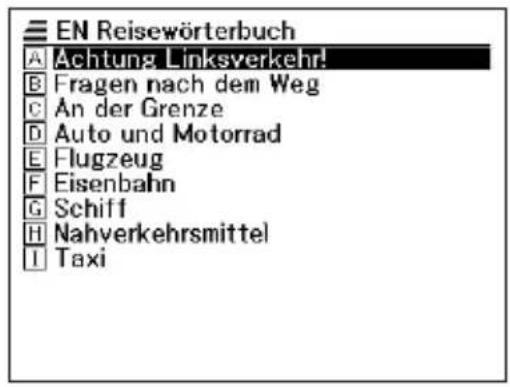 EN Reisewörterbuch A Achtung Linksverkehr! B Fragen nach dem Weg C An der Grenze D Auto und Motorrad E Flugzeug F Eisenbahn G Schiff H Nahverkehrsmittel I Taxi