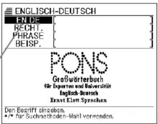 ENGLISH-DEUTSCH EN DE [ ] RECHT. [ ] PHRASE [ ] BEISP. [ ] PONS Großwörterbuch für Experten und Universität Englisch-Deutsch Ernst Elett Sprachen Den Begriff eingeben. •/• für Suchmethoden-Wahl verwenden.