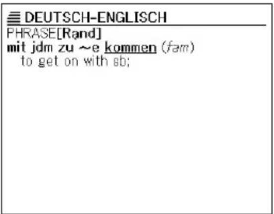 ≡ DEUTSCH-ENGLISCH PHRASE[Rand] mit jdm zu ~e kommen (fam) to get on with sb;