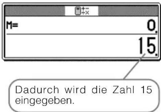M= 0. 15. Dadurch wird die Zahl 15 eingegeben.