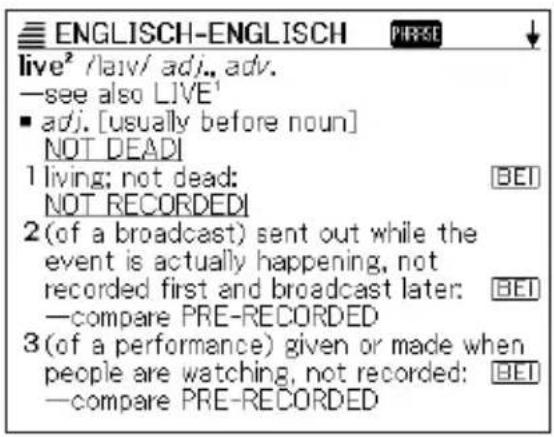 CASIO EW-G2100 - Nachschlagen eines innerhalb einer Definitions- oder Erläuterungsanzeige verwendeten Begriffs (SPRUNG) - 4