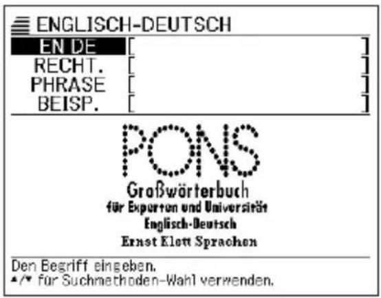 ENGLISH-DEUTSCH EN DE [ ] RECHT. [ ] PHRASE [ ] BEISP. [ ] PONS Großwörterbuch für Exporten und Universität Englisch-Deutsch Ernst Klett Sprachen Den Begriff eingeben. •/• für Suchmethoden-Wahl verwenden.