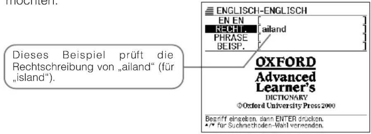 ENGLISH-ENGLISH EN EN RECHT. PHRASE BEISP. [AILAND] [ ] OXFORD Advanced Learner's DICTIONARY ©Oxford University Press 2000 Begriff eingeben, dann ENTER drucken. •/• für Suchmethoden-Wahl verwenden.