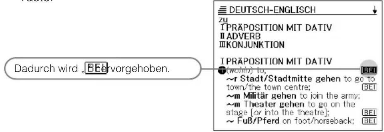 Dadurch wird „BBervorgehoben. DEUTSCH-ENGLISCH zu IPRAPOSITION MIT DATIV II ADVERB III KONJUNKTION IPRAPOSITION MIT DATIV (wohn) to, ~r Stadt/Stadtmitte gehen to go to town/the town centre; ~m Militär gehen to join the army; ~m Theater gehen to go on the stage [or into the theatre]; ~Fuß/Pferd on foot/horseback;