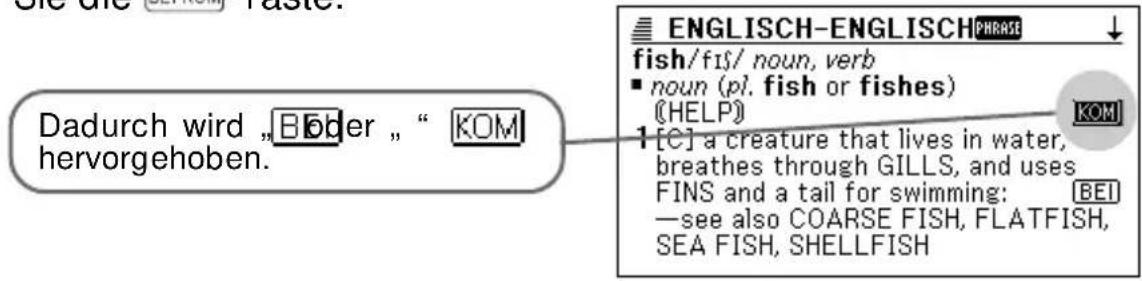 CASIO EW-G100 - Nachschlagen von Satzbeispielen und Erläuterungen - 1