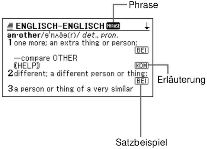 ENGLISH-ENGLISH PHRASE an-other/9'n'æ(r)/ det., pron. 1 one more; an extra thing or person: —compare OTHER (HELP) 2 different; a different person or thing: 3 a person or thing of a very similar BEI KOM BEI Erläuterung Satzbeispiel