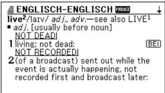 CASIO EW-G100 - Nachschlagen eines innerhalb einer Definitions- oder Erläuterungsanzeige verwendeten Begriffs (SPRUNG) - 4