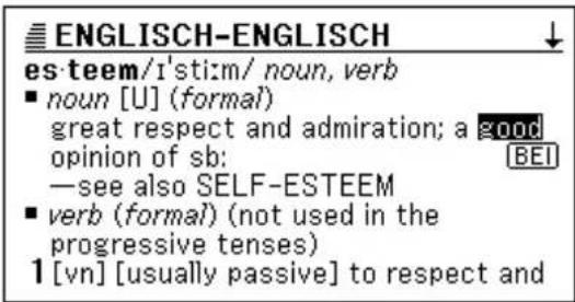 CASIO EW-G100 - Wahl eines Stichworts oder Anzeigeeintrags - 1