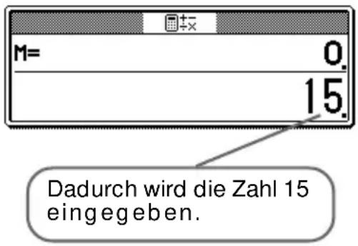M= 0. 15. Dadurch wird die Zahl 15 eingegeben.