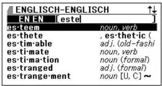 CASIO EW-G100 - Geben Sie das englische Wort ein, das Sie nachschlagen möchten. - 2