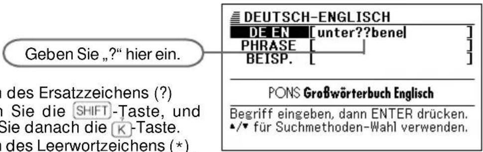 DEUTSCH-ENGLISH DE EN [unter??bene] PHRASE [ ] BEISP. [ ] PONS Großwörterbuch Englisch Begriff eingeben, dann ENTER drücken. ▲/▼ für Suchmethoden-Wahl verwenden.