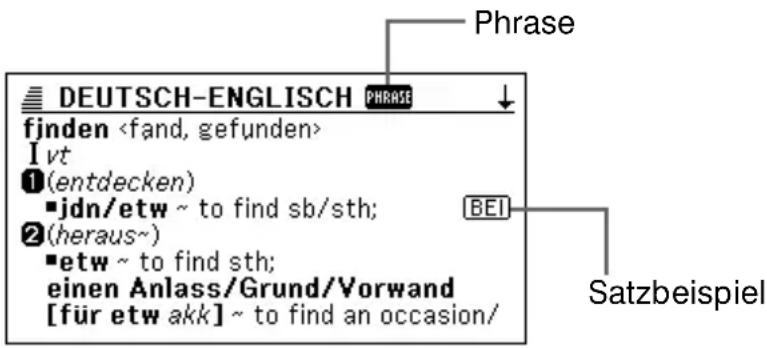 DEUTSCH-ENGLISCH PHRASE finden I vt ①(entdecken) -jdn/etw ~ to find sb/sth; ②(heraus~) -etw ~ to find sth; einen Anlass/Grund/Vorwand [für etw akk] ~ to find an occasion/ Phrase BEI Satzbeispiel