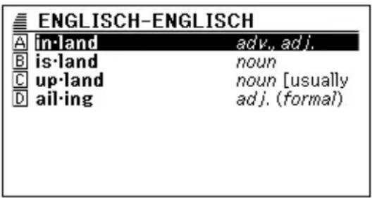 ENGLISCH-ENGLISCH A in·land adv., adj. B is·land noun C up·land noun [usually D ail·ing adj. (formal)