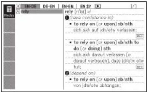 rely [r'let] w (have confidence in) • to rely on [or upon] sb/sth sich akir auf idn/etw verlaasen; • to rely on [or upon] sb/sth to do [or doing] sth sich akir darauf verlaasen [o darauf vertrauen], close id/etw etw tut; (depend on) • to rely on [or upon] sb/sth von idn/etw abhängen;