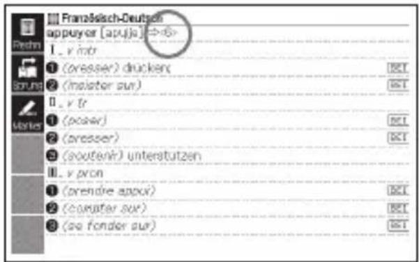 Franselsch-Deutsch appuyer [apuja]→6 I. v intr ① (dresser) drucken ② (insister sur) Ⅲ. v tr ① (pcaer) ② (presser) ③ (soutenir) unterstützen Ⅳ. v pron ① (prendre appui) ② (computer sur) ③ (so fonder sur)