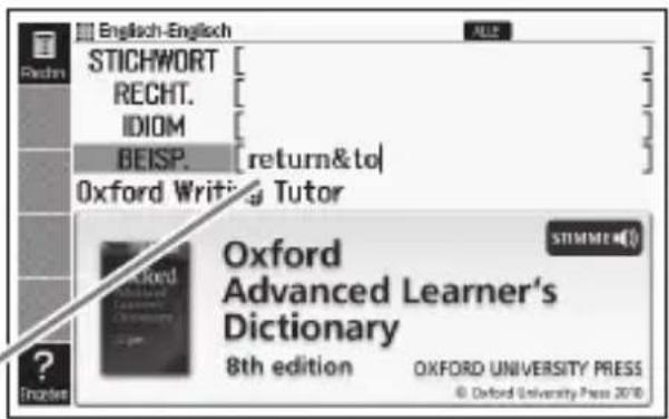 English-English STICHWORT RECHT. IDIOM BEISP. return&to Oxford Writing Tutor Oxford Advanced Learner's Dictionary 8th edition OXFORD UNIVERSITY PRESS © Oxford University Press 2016