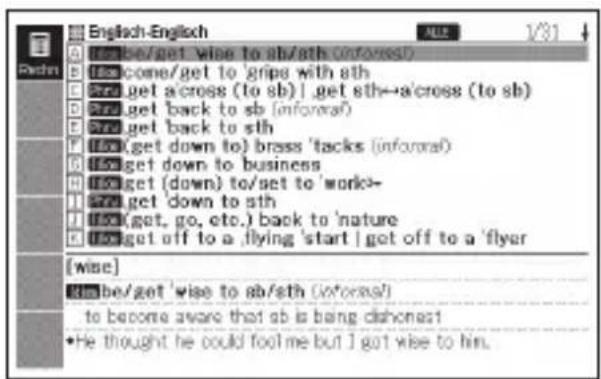 CASIO EW-G7000EP - Nachschlagen von Idiomen (Idiomsuche) - 2