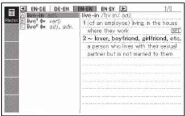 CASIO EW-G6100C - Stellen Sie mit ▲ ▼ ▲ und ▼ie Markierung auf das zu verwendende Wörterbuch und drücken Sie dann ENTER - 1