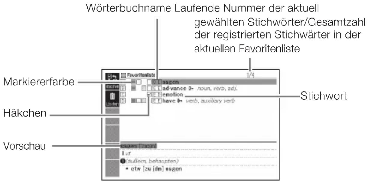 Wörterbuchname Laufende Nummer der aktuell gewählten Stichwörter/Gesamtzahl der registrierten Stichwärter in der aktuellen Favoritenliste Markiererfarbe Häkchen Vorschau Favoritenlistz 1/4 ad-vance 0+ noun, verb, adj. emotion have 0- verb, auxiliary verb Stichwort sagen I vt (aufven, behaupten) etw [zu idm] sagen