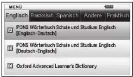 MENU Englisch Fratösisch Spanisch Andere Praktisch PONS Wörterbuch Schule und Studium Englisch [Englisch-Deutsch] PONS Wörterbuch Schule und Studium Englisch [Deutsch-Englisch] Oxford Advanced Learner's Dictionary