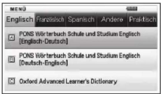 MENU Englisch Francösisch Spanisch Andere Praktisch PONS Wörterbuch Schule und Studium Englisch [Englisch-Deutsch] PONS Wörterbuch Schule und Studium Englisch [Deutsch-Englisch] Oxford Advanced Learner's Dictionary