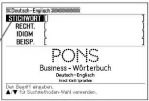 Deutsch-Englisch STICHWORT [ ] RECHT. [ ] IDIOM [ ] BEISP. [ ] PONS Business - Wörterbuch Deutsch-Englisch Ernst Krett Sprache Den Begriff eingeben. ▲▼ für Suchmethoden-Wahl verwenden.