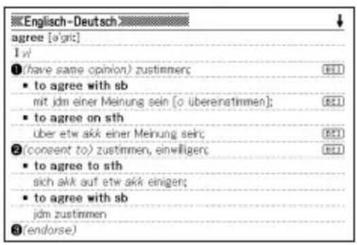 Englisch-Deutsch agree [a'grc] I w! 1(have same opinion) zustimmen; • to agree with sb mit jdm einer Meinung sein [o überenstimmen]; • to agree on sth über etw akk einer Meinung sein; 2(conseent to) zustimmen, einwilligen; • to agree to sth sich akk auf etw akk einigen; • to agree with sb jdm zustimmen 3(endorse)