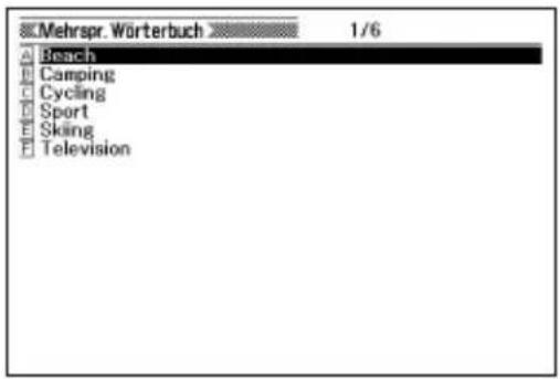 Mehrspr. Wörterbuch 1/6 Beach Camping Cycling Sport Skiing Television