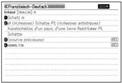 Französisch-Deutsch trésor [trezor] m 1 Schatz m 2 pl (nichesses) Schatze PI; (nichesses artistiques) Kunstsetze; d'un pays, d'une terre Reichtuner PI, Schätze 3 (source précieuse) 001 4 ADMIN. FIN 001