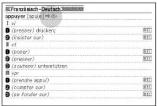 Französisch-Deutsch appuyer [apul] → ◀ I vi 1 (presser) druckerc (BE) 2 (insister sur) (BE) Ⅱ vt 1 (poser) (BE) 2 (presser) (BE) 3 (soutenir) unterstützen Ⅲ vpr 1 (prendre appul) (BE) 2 (compter sur) (BE) 3 (se fonder sur) (BE)