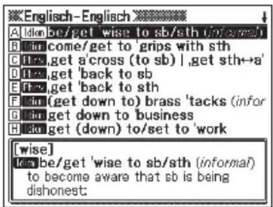 CASIO EW-G500 - Nachschlagen von Idiomen (Idiomsuche) - 2