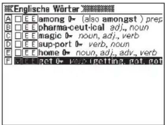 CASIO EW-G500 - Anbringen einer Abhakmarkierung neben einem Favoriteneintrag - 2