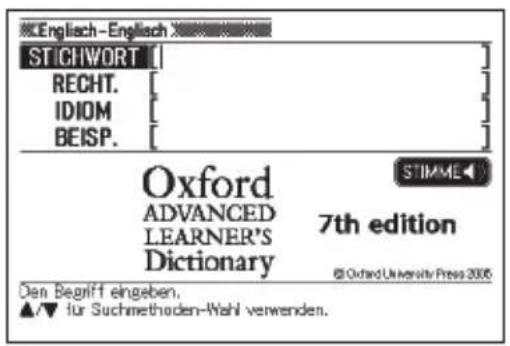 Englisch-Englisch STICHWORT RECHT. IDIOM BEISP. Oxford ADVANCED LEARNER'S Dictionary 7th edition © Oxford University Press 2006 Den Begriff eingeben. ▲/▼ für Suchmethoden-Wahl verwenden.