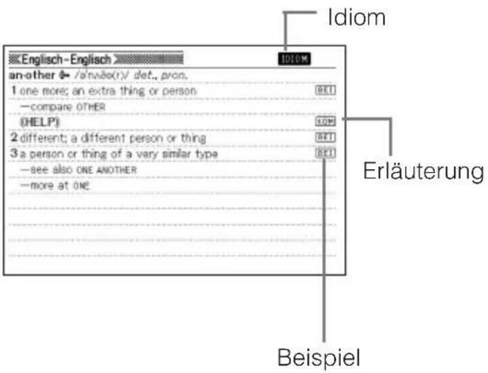 CASIO EW-G3500 - Aufrufen von Details zu einem Begriff (Idiome, Bespiele, Erläuterungen) - 1