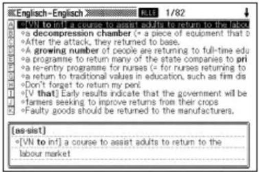 CASIO EW-G3500 - Nachschlagen von englischen Beispielen (Beispielsuche) - 2