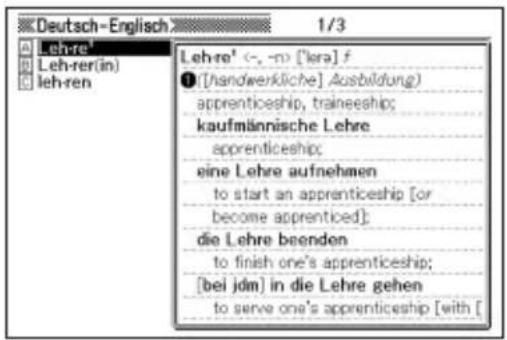 Deutsch-Englisch 1/3 Leh-re' <-, -m) ['kra] f [handwerkliche] Ausbildung) apprenticeship, traineeship; kaufmännische Lehre apprenticeship; eine Lehre aufnehmen to start an apprenticeship [or become apprenticed]; die Lehre beenden to finish one's apprenticeship; [bei jdm] in die Lehre gehen to serve one's apprenticeship [with [
