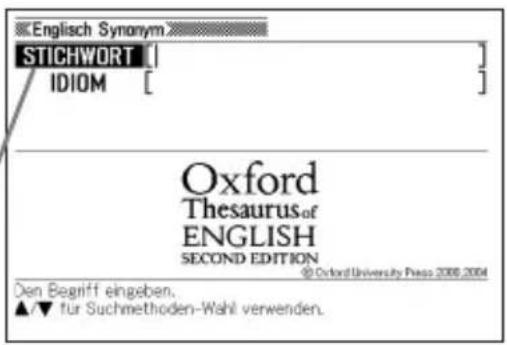 English Synonym STICHWORT [ ] IDIOM [ ] Oxford Thesaurus of ENGLISH SECOND EDITION © Oxford University Press 2008,2004 Den Begriff eingeben. ▲/▼ für Suchmethoden-Wahl verwenden.
