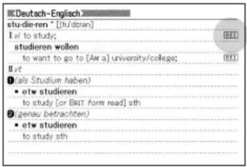 Deutsch-Englisch stu-die-ren * [tu'dicran] I w/ to study; studieren wollen to want to go to [Aw a] university/college; II vt ① (als Studium haben) • etw studieren to study [or BRIT form read] sth ② (genau betrachten) • etw studieren to study sth